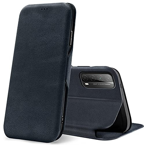 CoolGadget Klapphülle für Huawei P Smart 2021 mit Kartenfach Blau | Business Flip Case mit Standfunktion, Magnetverschluss, strukturierte Oberfläche, schlank und leicht