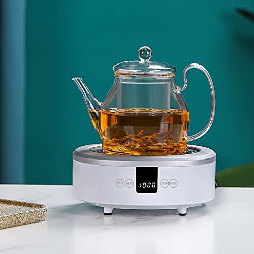 Céramique Électrique Mini Cuisinière Plaque a Induction, Mini Réchaud a Thé Chauffer Rapidement Portable Plat Chaud Multifonction pour Une Utilisation a Domicile Au Bureau (Color : White)