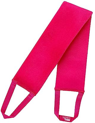 Skinny Tan Rücken-Applikator – Doppelseitiger Waschbarer Selbstbräuner-Handschuh für Rücken, Streifenfreie Anwendung – Rosa