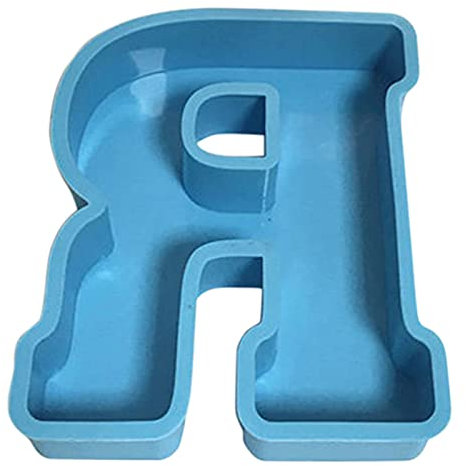 WENDAO Große Silikonform Buchstaben Nummer DIY alphanumerische Kuchenform aus Kristall Resin Gießharz Formen Rückwärts Silikon Alphabet Harz Gießform für Herstellung von Basteln (R)