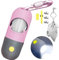 Hundekotbeutelspender mit integrierter LED-Taschenlampe und Robuster Karabiner, Zubehör für Hundeleinen, Freihand-Beutelhalterfür das Gehen mit dem Hund (Rosa)