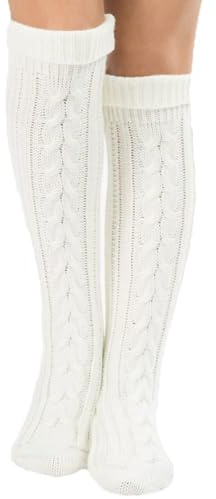 YAMEE Kniestrümpfe Damen Winter Strick Strümpfe, Knie-Lange Socken Stulpen für Damen Gestrickt, Stiefelstrümpfe Legwarmers für Damen 1 Paar