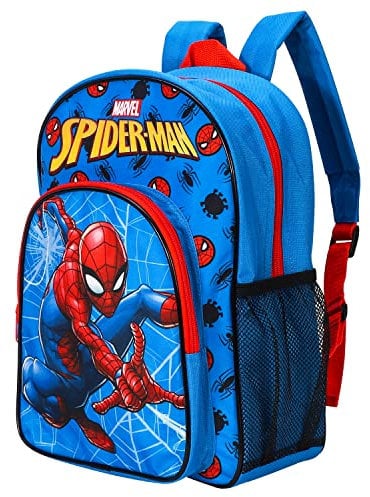 William Lamb Spiderman Kids Premium Mochila escolar de viaje con bolsillo lateral de malla y bolsillo frontal con cremallera, multicolor, 36,7 cm (altura), 26 cm (ancho), 13 cm (profundidad) (02908)