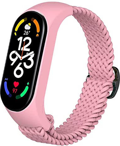 Niboow Cinturino Intrecciato per Xiaomi Smart Band 7 (Xiaomi Mi Band 7), Uomini Donne Regolabile Sportiva Ricambio Elastica Cinturino per Xiaomi Smart Band 7 (Xiaomi Mi Band 7) - Rosa