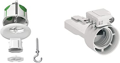 Schneider Electric - Multifix Air DCL, boîte de centre avec couv non affleur connect, piton - IMT35022 & - Multifix DCL, douille de chantier pour ampoule à culot E27 + fiche 2P+T DCL - ALB68011