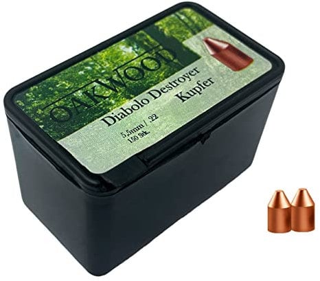 Oakwood DIABOLOS Spitzkopf Hohlspitz 5,5mm .22 150 Stück Dose 20% schneller für Luftgewehr Luftpistole Destroyer Copper