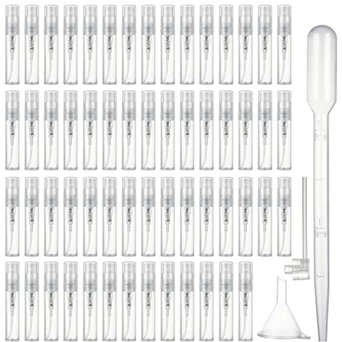 SENENQU 107 Stück 3ml Parfumzerstäuber Sprühflasche, Mini Feinnebel Sprühflasche Transparent, Leer Zerstäuber Sprühflaschen 3ml, Duftproben Fläschchen für Parfüm, Körperpflege Flüssigkeit, Kosmetik
