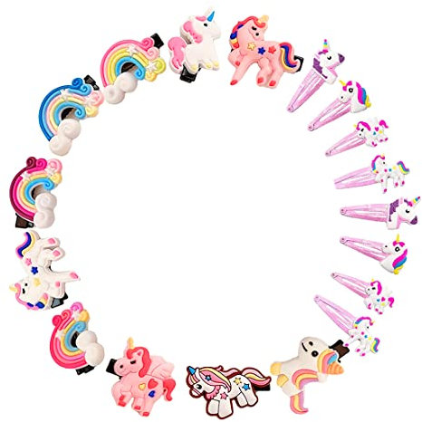 TSLRSA 18 Stück Einhorn-Haarspangen für Mädchen, Haarschmuck, Einhorn-Haarspangen für Mädchen, Babys, Mädchen, Regenbogen-Haarspangen, Haarnadeln, mehrfarbige Haarnadel
