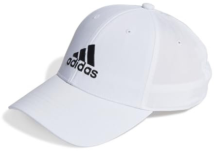 adidas Unisex Embroidered Logo Lightweight Baseball Cap, White/Black, XS