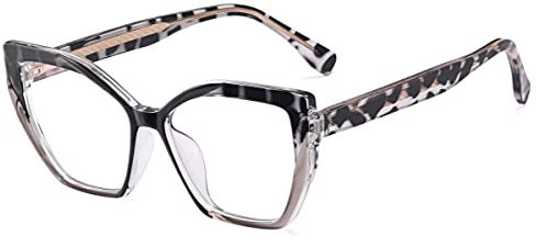 kachawoo Cat Eye Brillen Rahmen Anti Blaulicht Optische Brillen Frauen Polygon TR90 Brillen (leopard with clear)