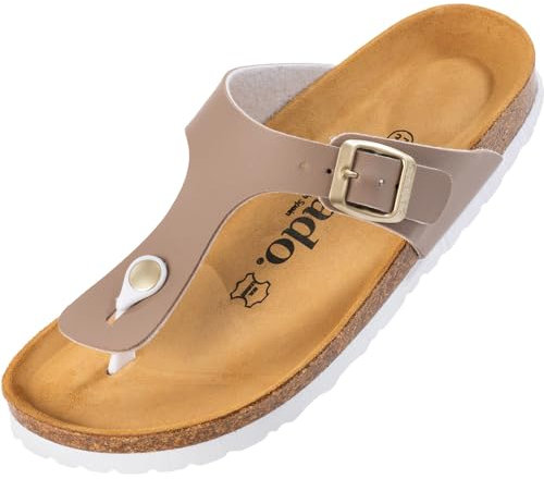 Palado Zehentrenner Damen Kos Matt – gefertigt in Spanien – weiche Veloursleder-Decksohle – mattes Obermaterial für dezente Eleganz Beige UK3,5 - EU36