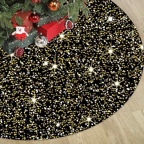 Weihnachtsbaum-Rock, 91,4 cm, Schwarz und Gold, Pailletten, Weihnachtsbaum-Rock, Samt, Baummatte, Gold, personalisierte Weihnachtsbaumröcke, glitzernde Sequenz, Baumröcke für Urlaub, Weihnachtsmann,