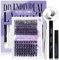 DIY Extension Cils Kit Volume Cluster C3+C9 Faux Cils Individuel 0.07mm C Curl Mix12-16 Cluster Lashes Kit Extensions de Cils Individuels avec Cils Applicateur Déménageur de Cils Bond et Seal