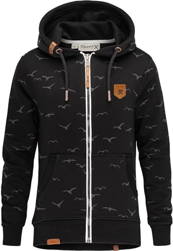 REPUBLIX Damen Sweatjacke Hoodie Sweatshirt Pullover Zipper Jacke RD-024 Schwarz 3XL