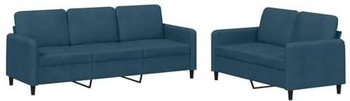 vidaXL 2-TLG. Sofagarnitur Blau Samt