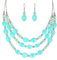FULU AUTUMN Chunky Statement Perlen Kette und Ohrringe Set Schmuck Set für Damen Valentinstag Geburtstags Geschenk für Frauen(42-Turquoise)