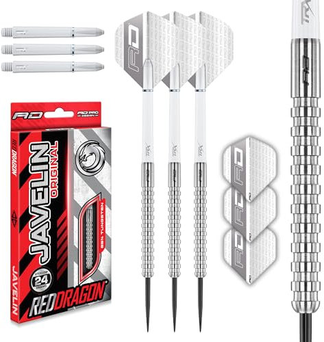 RED DRAGON Darts - Javelin Original Tungsten Darts | Profi Steeldarts mit Metallspitze, Flights & Shafts | Erhältlich in 20g, 22g, 24g, 26g | Präzise, langlebig & perfekt ausbalanciert.