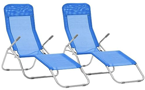 Gecheer Klappliegen 2 STK. Gartenliege Campingliege Sonnenliege Strandliege Klappbar Liege Kippliege Saunaliege Relaxliege Liegestuhl Klappliege Textilene Blau