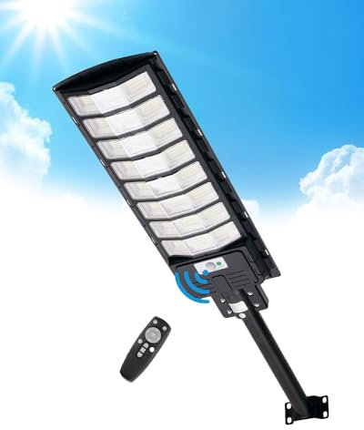 Sararoom 800w Solaire Exterieur Lampadaire-720 LED DéTecteur de Projecteur LED Jardin Lampe avec TéLéCommande 6500k Blanc Froid IP65 Impermable Pour Rue Garage Éclairage public