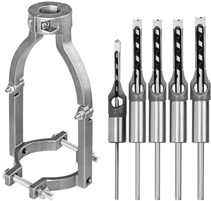 Juego de 5 brocas de taladro cuadrado HSS para carpintería con adaptador, 6,4 mm, 8 mm, 9,5 mm, 11 mm, 12,7 mm