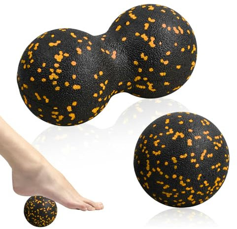 Xzeemo High Pulse Balle de Massage Double, Balle de Massage en Forme de Cacahuète, Balle en Mousse Pour Le Massage des Trigger Points, Balles de Massage pour Fascias Dos Pied, Relaxation des Muscles
