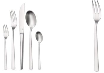 WMF Corvo Besteck Set 6 Personen, 30-teilig, Hohlheftmesser & Corvo Kuchengabel 16 cm, Cromargan protect, Edelstahl mattiert, kratzbeständig, spülmaschinenfest
