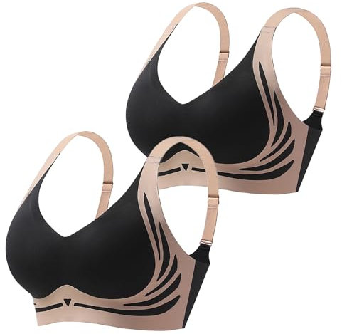 Generic Womens Strech Ohne Buegel Push up Yoga Sports BH Bra Top Set Fuer Fitnesstraining Polsterung 2er Pack Damen BH Ohne Bügel