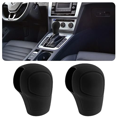 GTLM 2 Stück Auto Schaltknauf Abdeckung - Elastisch Rutschfest Silikon Auto Schaltknüppel Überzug zum Schutz Des Shifters - Universal Auto Zubehör Innenraum für Frauen und Männer (Schwarz)