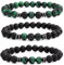 LOCCY 3 Pièces Bracelet Perles Oeil de Tigre Homme 8mm Naturelle Bracelet Perles pour Homme Bracelets en Pierres Naturelles Bracelets de Pierre de Lave Bracelete (Set 3)