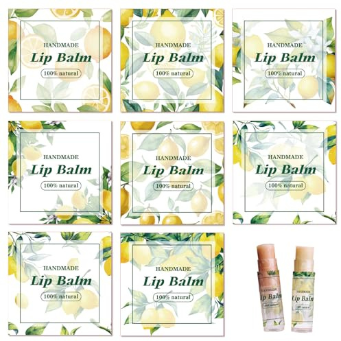 craspire 80 Stück 8 Stile Zitronen Lippenbalsam Aufkleber Mit Sommerfrucht Orangen Muster Selbstklebende Hausgemachte Lippenbalsam Etiketten wasserdichte DIY Etikettenaufkleber Lippenbalsambehälter