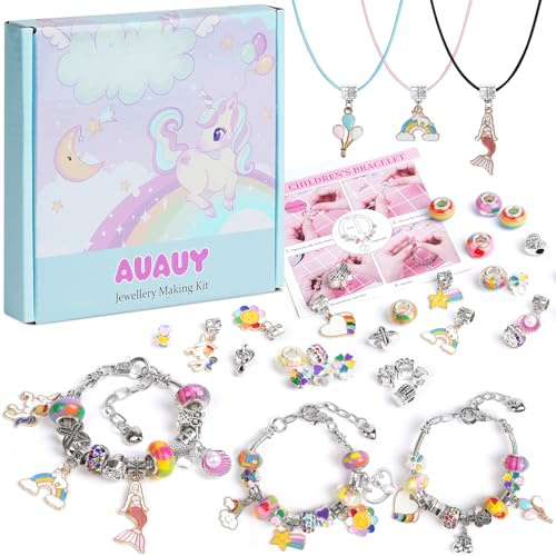 AUAUY Geschenke für Mädchen, Armbänder Selber Bastelset, ab 6 Jahre, Bunt | Machen Bastelset Kinder, Adventskalender Füllung Weihnachtsgeschenke, für Nikolaus Geschenk, 4 5 6 7 8 9 10 11 12 Jahre