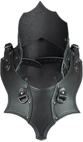 MDFCZXP Mittelalterlicher Steampunk Brustschutz Leder Brust Schultern Rüstung für Männer Frauen,Schwarz,30cm