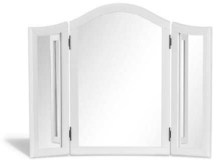 Statement Furniture Romance 3 Way Dressing Table Mirror – French Style Wooden Vanity Mirror, Adjustable Angled Panels, Bedroom Tabletop Mirror | W92.5cm x H71cm (true white)
