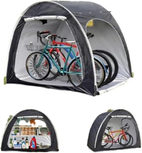 Fahrradaufbewahrung für den Außenbereich,Fahrradabdeckung zur Lagerung im Freien,wasserdichter Fahrradschuppen für 1–4 Fahrräder,Fahrradzelt,Fahrradabstellp(Size:[1-2 units]200×80×165cm,Color:Schwarz)