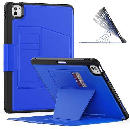 Schutzhülle für iPad Pro 13 Zoll (33 cm), M4 (Modell 2024, 7. Generation), PU-Leder, Folio-Hülle mit Multi-Winkel-Ständer und Stifthalter, Smart Auto Sleep/Wake-Schutzhülle für iPad Pro 13 2024 (blau)
