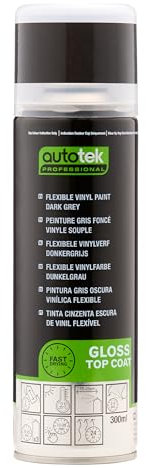 Autotek Peinture en aérosol Professional Flexible en vinyle Gris Foncé, Aérosol pour surfaces en PVC et vinyle, 300ml