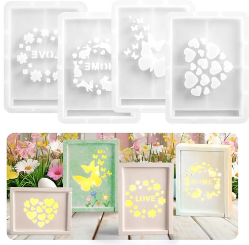 Pinyenr Silikonform Gießform Ostern Herz Geschenk 4 Stück Hochwertiges Silikonmaterial für Gips und Epoxidharz