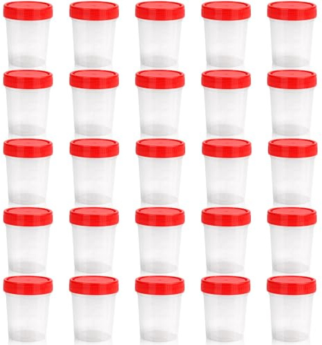 Urinbecher mit Schraubdeckel, 25 Stück 120 ml Probenbecher, Urinprobenbecher, Probenbehälter, Urin Behälter für Basteln, Medizin, Urinproben