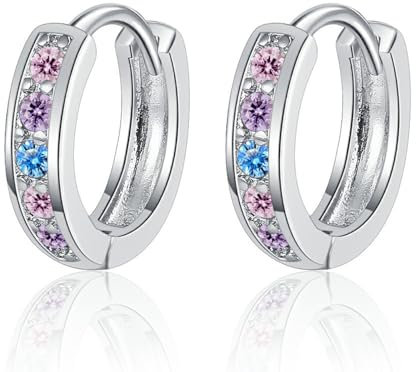 Petites Créoles En Argent 925 Avec Zircone, Hypoallergéniques, Légères, Idéales Pour Femmes Et Filles, Boucles D'Oreilles Discrètes