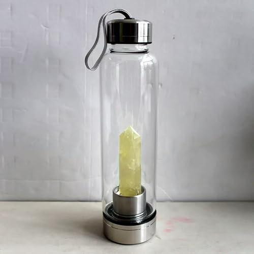 Natural Yellow Citrine Elixir Quartz Crystal Obelisk Water Bottle Point Wand