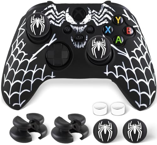PlayRealm 1 adhesivo de silicona y 2 empuñaduras extensoras para mando Xbox Series X/S, color blanco Venom