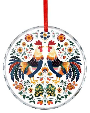 Polish Traditional Folk Art Hanging Pendant Christmas Crystal Ornaments Round Souvenir Xmas Tree Decor