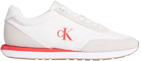Calvin Klein Herren Runner Sneaker Retro Mix mit Logo, Weiß (Marshmallow/White/Orange), 41
