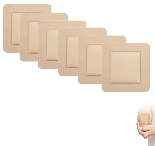 Dekubitus Pflaster, Schaumverband 5×5cm, 6 Stück Silikon Pflaster, Wundpflaster für leichte Wunden, atmungsaktiv, angenehm zu tragen und ideal für den täglichen Gebrauch