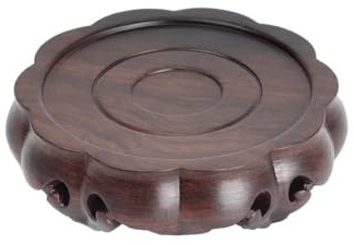 Zhaoj24-05 Bonsai Pedestal Circular Planter Display Base, Wooden Bonsai Bracket Teapot Decor Pedestal(Large)