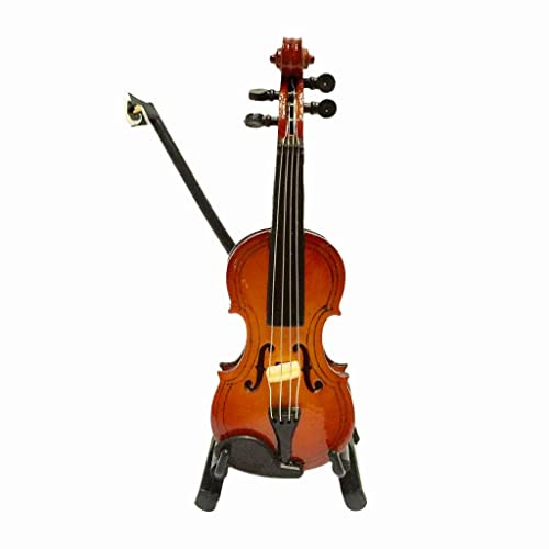 Miniatur-Violine aus Holz im Maßstab 1:12 mit Kofferständer für Puppenhaus