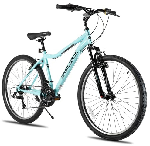 Hiland BAMCBASE VTT 26 Pouces, 21 Vitesses avec Cadre en Acier pour Adultes, Modèle Unisexe, Fourche Suspension, Design à Cadre Bas, Bleu
