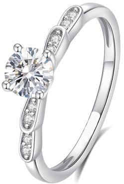KnSam Echt Goldschmuck PT950 Platin Trauringe, Klassiker Partnerringe mit Labor Erstellt Diamant, Verlobungsring Platin, Gr.63 (20.1)