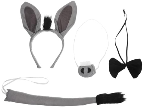 SOIMISS Bandeau de Costume D'âne pour Garçon et Filles Nez, Queue et Nœud en Tissu, Accessoires pour Fête Costumée et Fête de Pâques, Différentes Couleurs