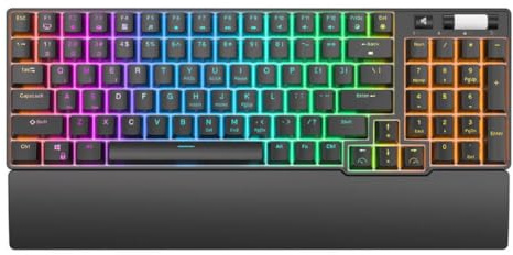Keyboard RK96 RGB Tri Mode BT5 0 2 4G USB C Hot Swappable Mechanical 96 Wireless Gaming Compatible With RK(English Black)